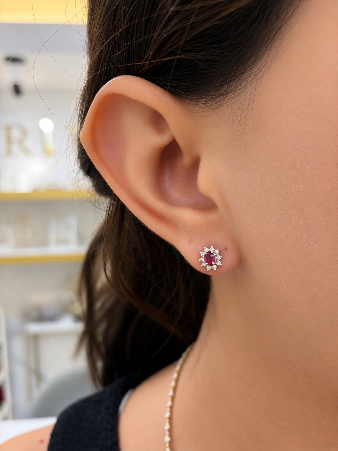 Aretes Rubí y Diamantes Lady di