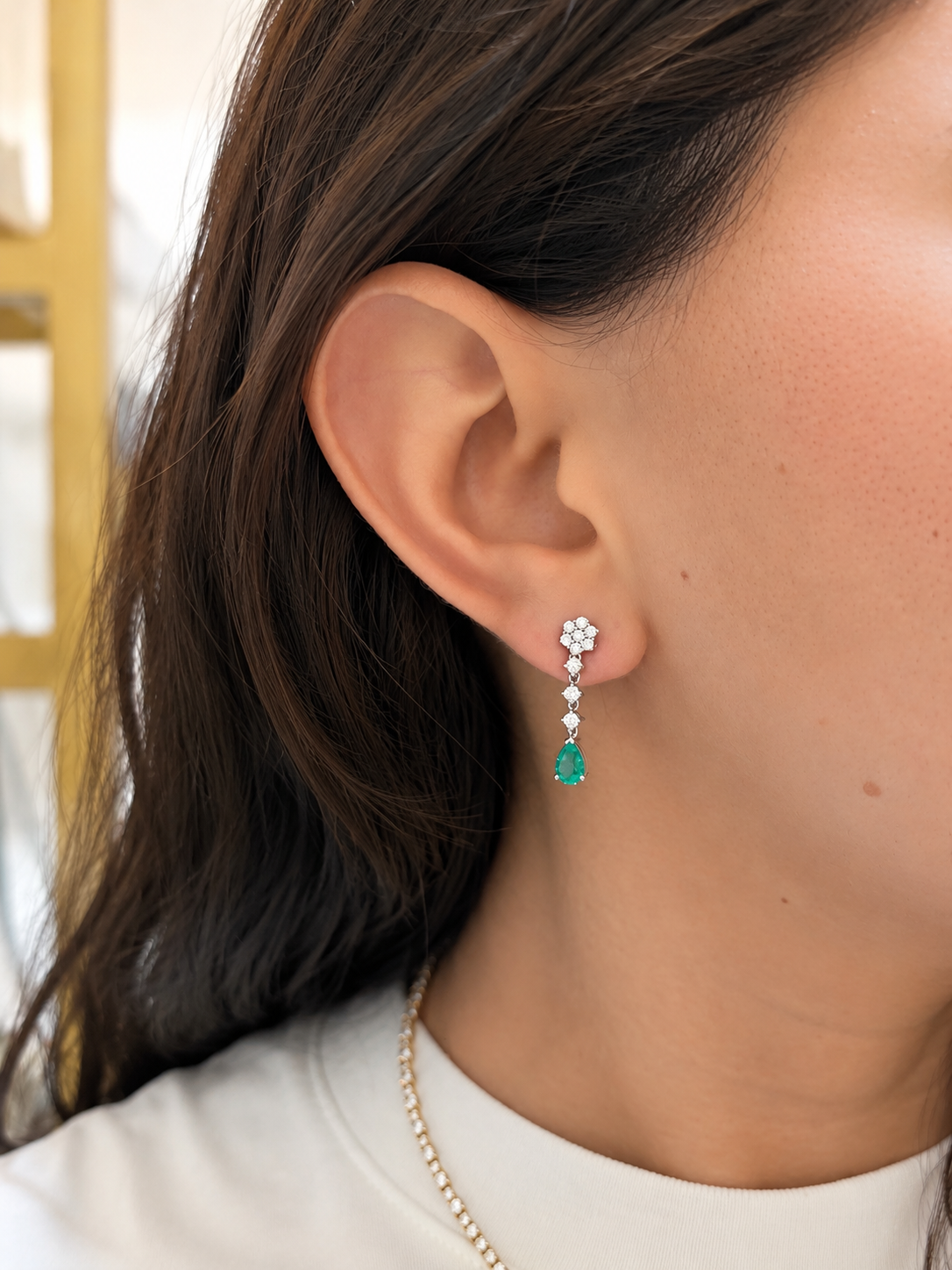 Aretes Pear Esmeralda