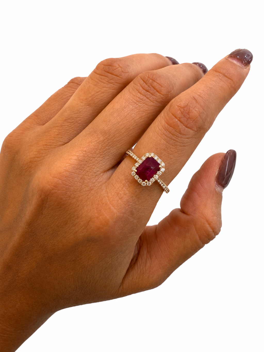 Anillo Rubi Halo Diamante