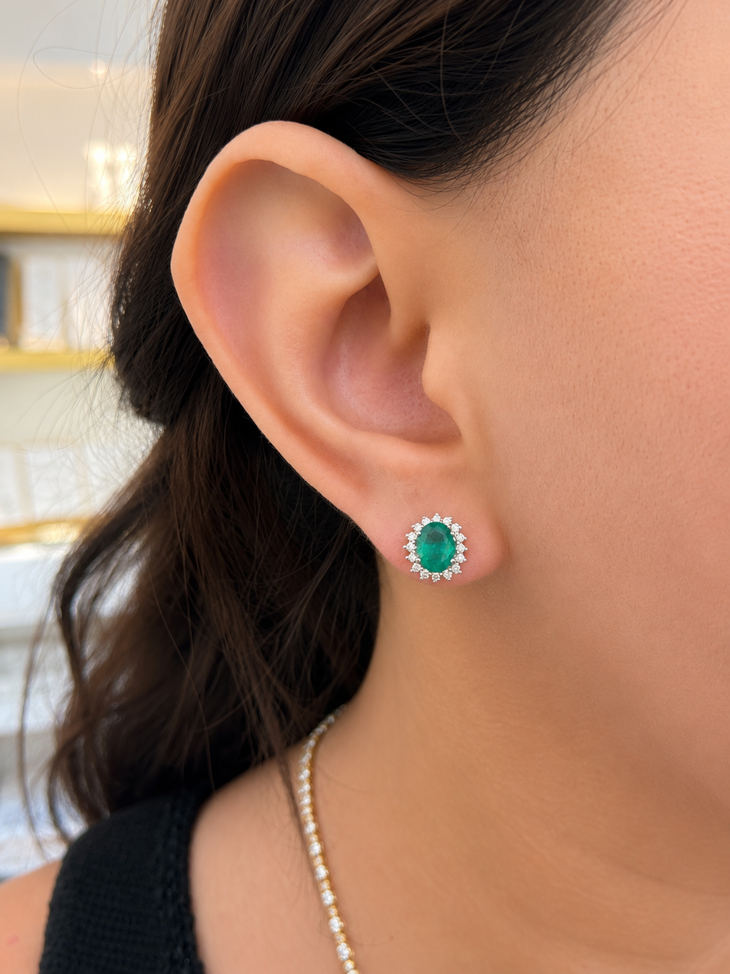 Aretes Lady Di Esmeraldas Oval