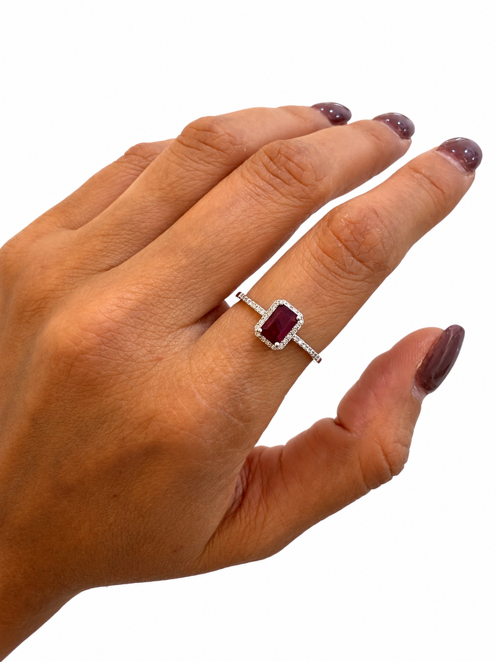 Anillo Rubi Clasico Con Halo