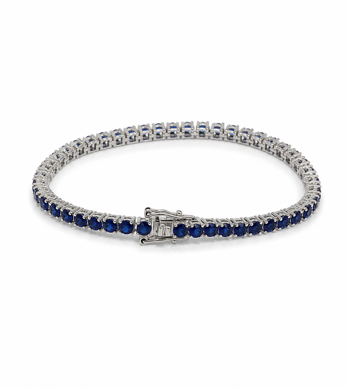 Pulsera Tennis Azul Plata