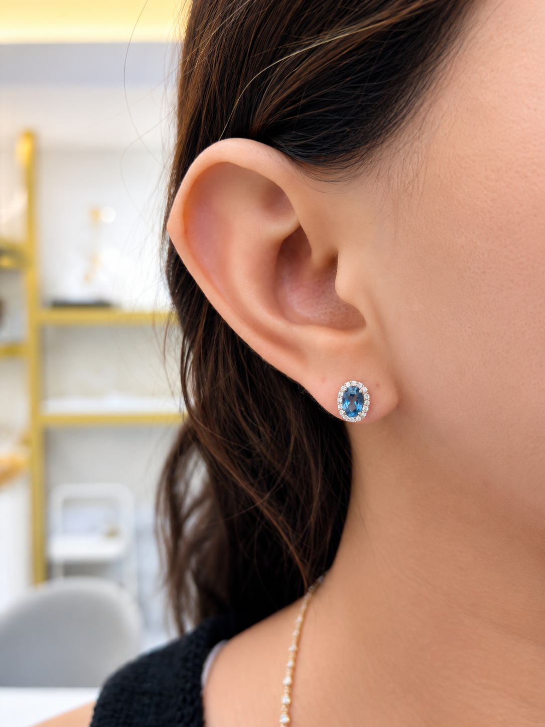 Aretes Oval London Blue Topaz