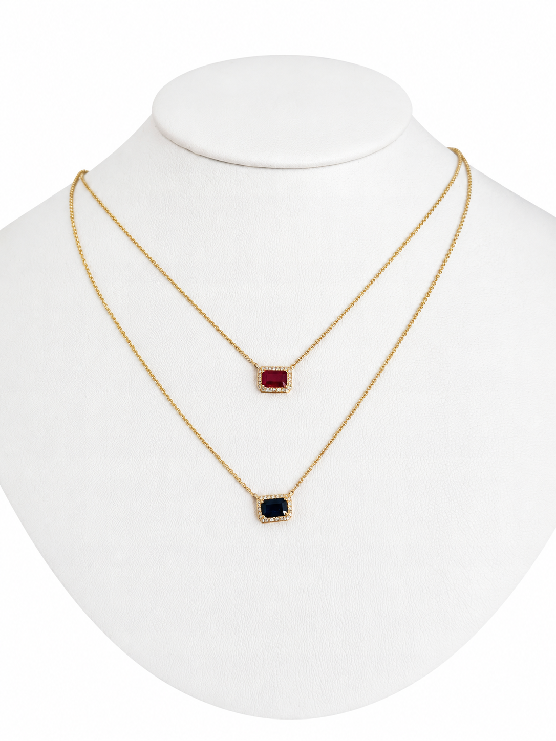 Emerald Cut Halo Necklace