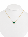 Emerald Cut Halo Necklace