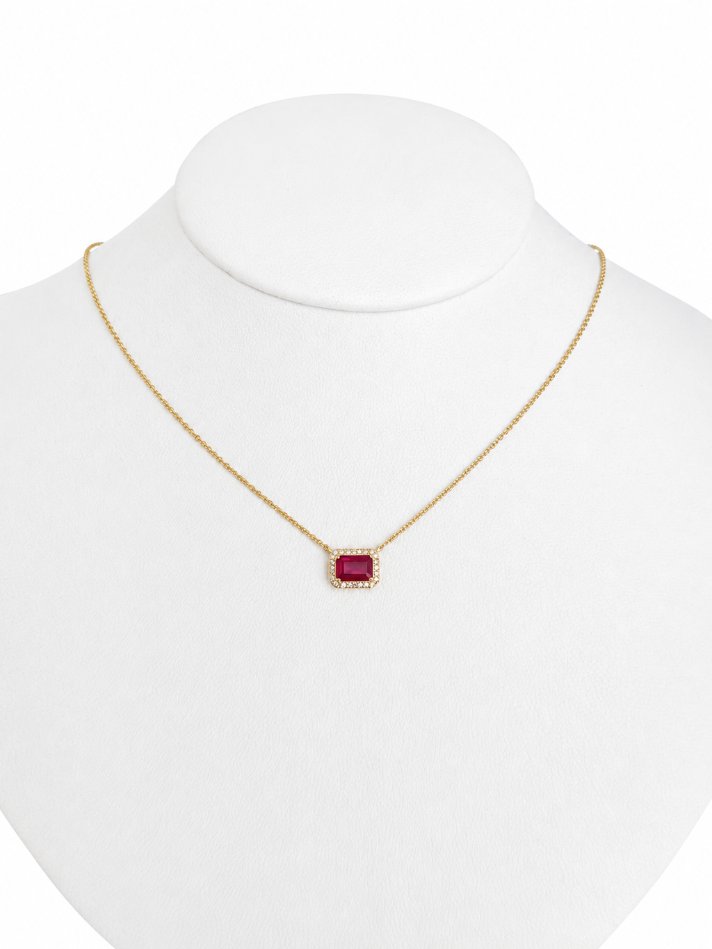 Emerald Cut Halo Necklace