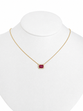 Emerald Cut Halo Necklace
