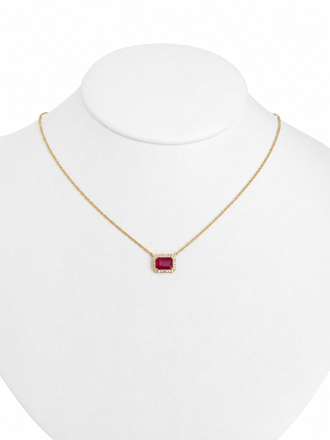Emerald Cut Halo Necklace