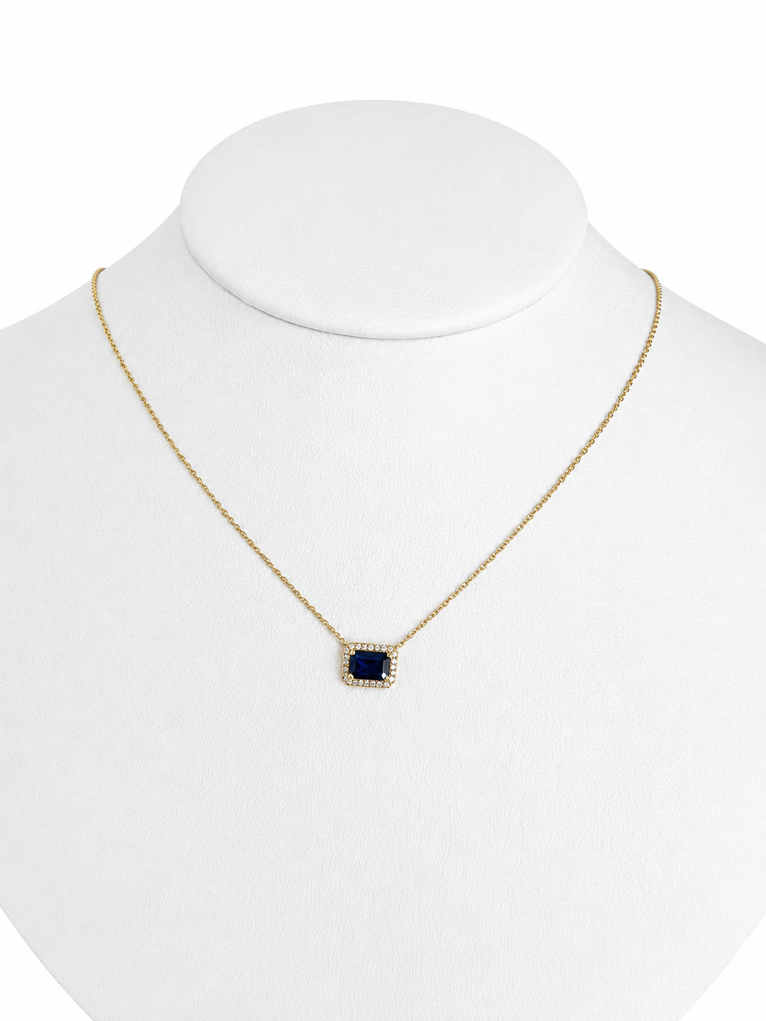 Emerald Cut Halo Necklace