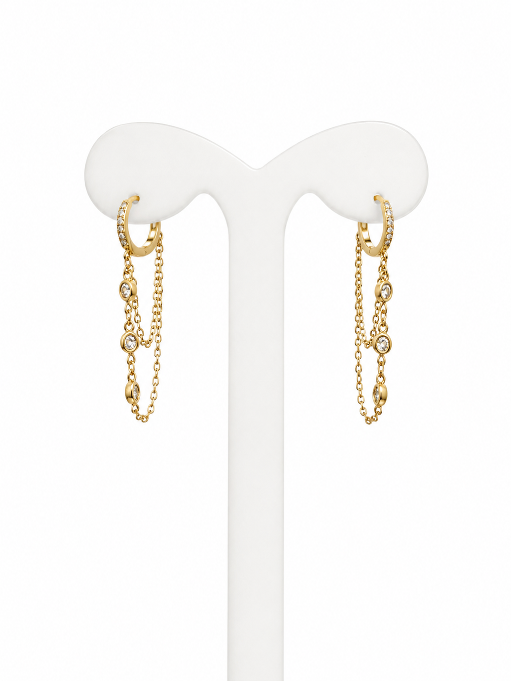 Double Chain Drop Earrings Plata