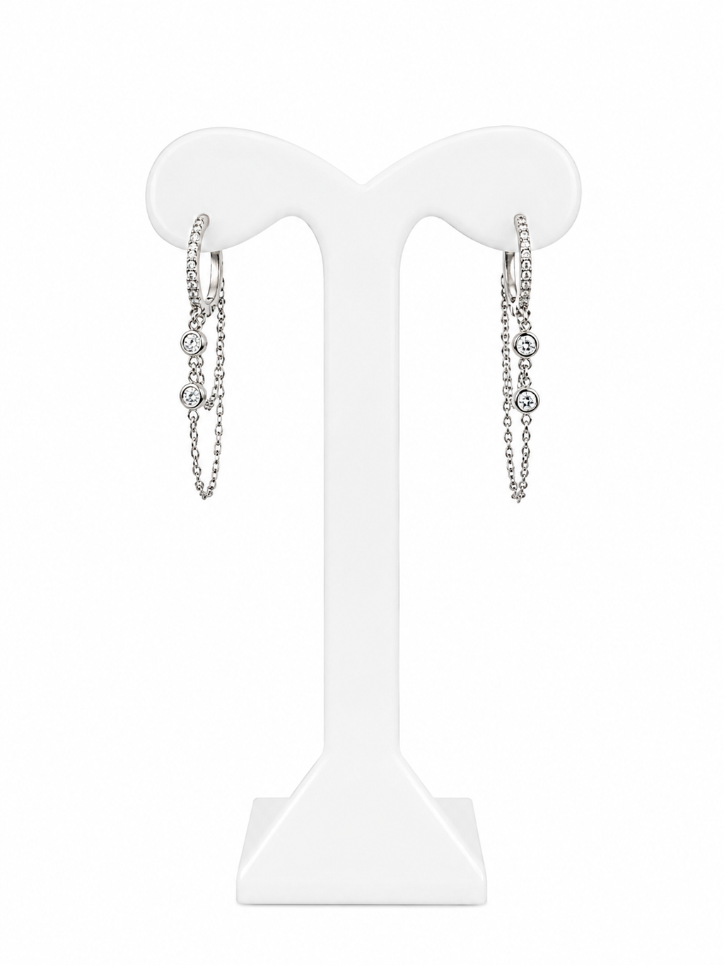 Double Chain Drop Earrings Plata