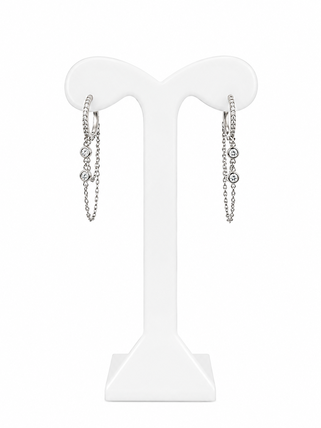 Double Chain Drop Earrings Plata