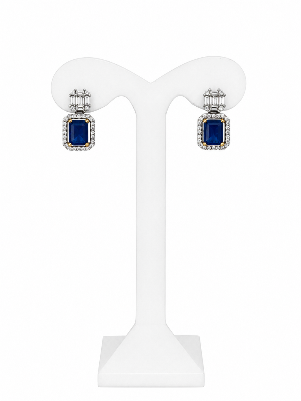 Arete Cuadro Azul Plata