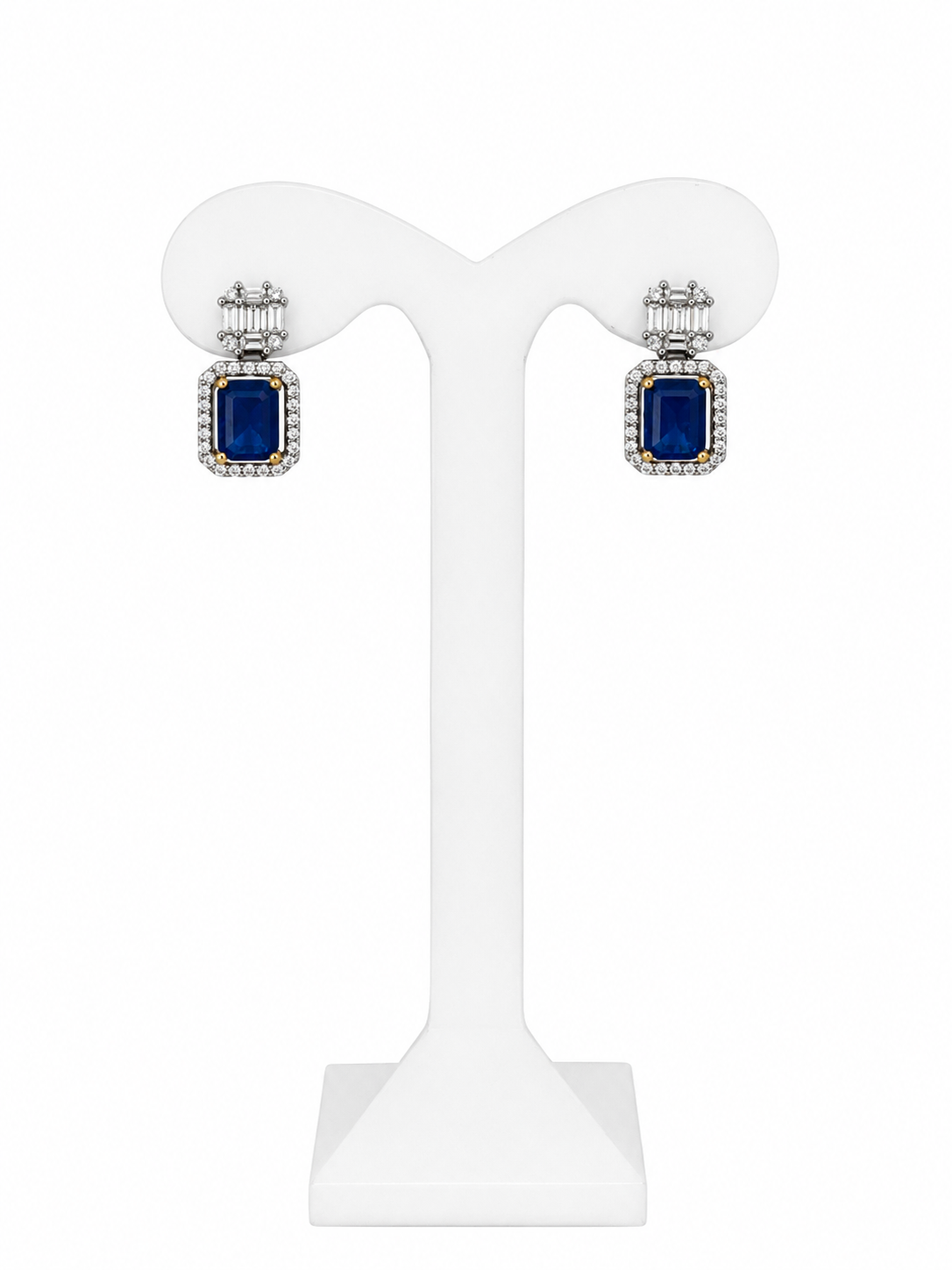 Arete Cuadro Azul Plata