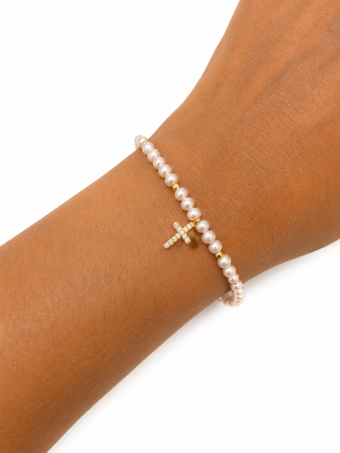 Pulsera Perlas Cruz