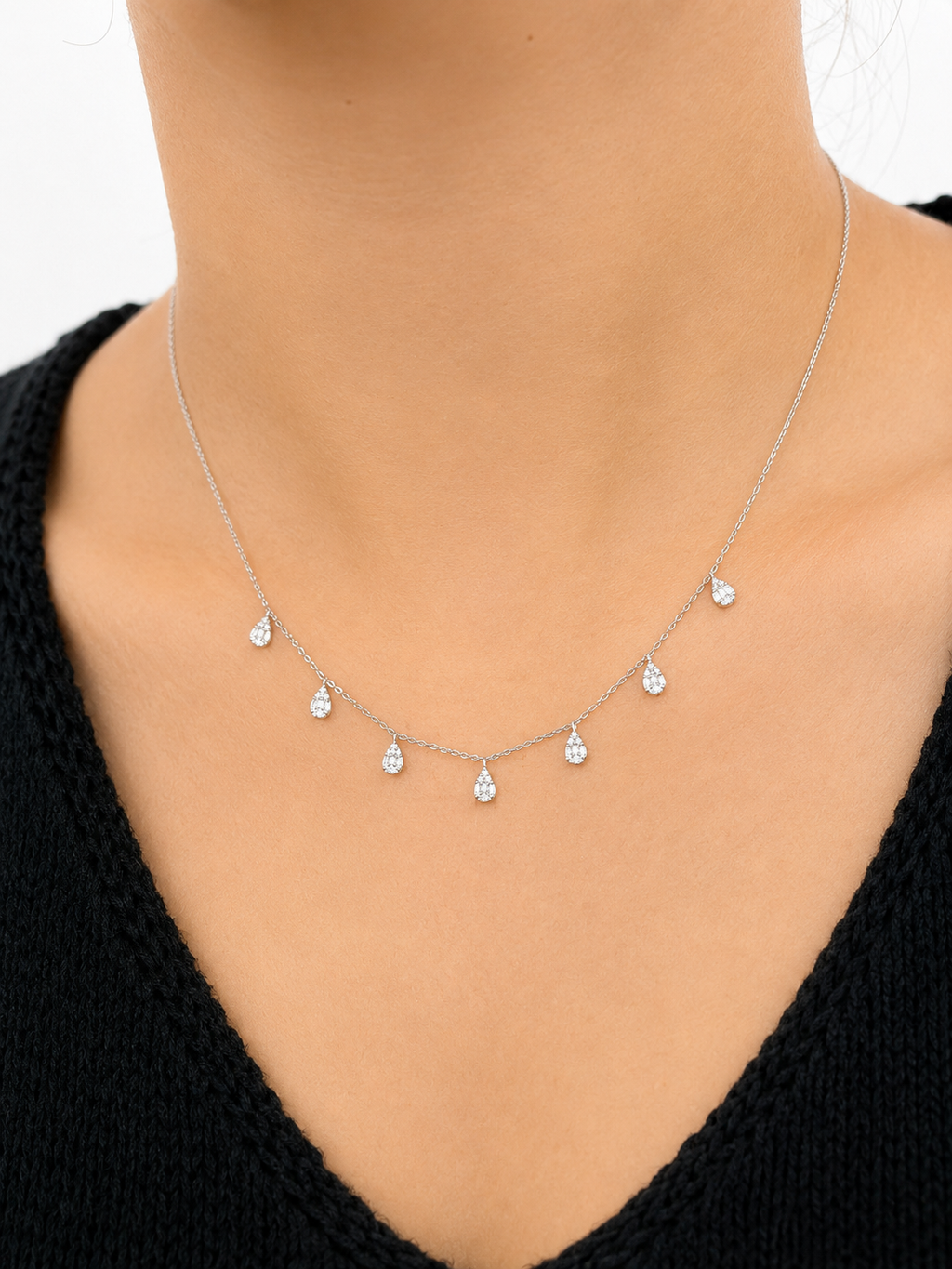 Collar Gotas Diamantes Baguette