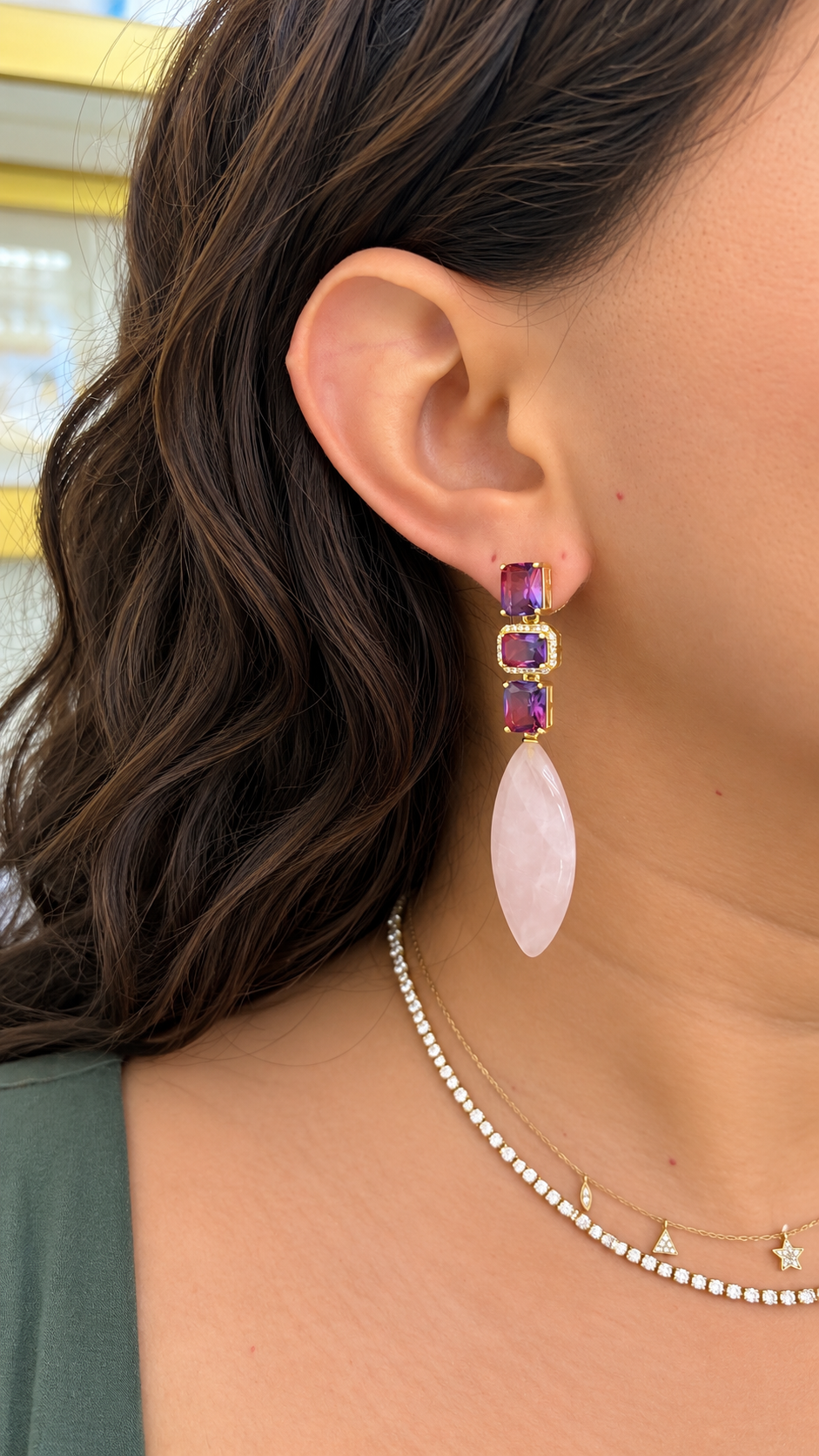 The pink earrings