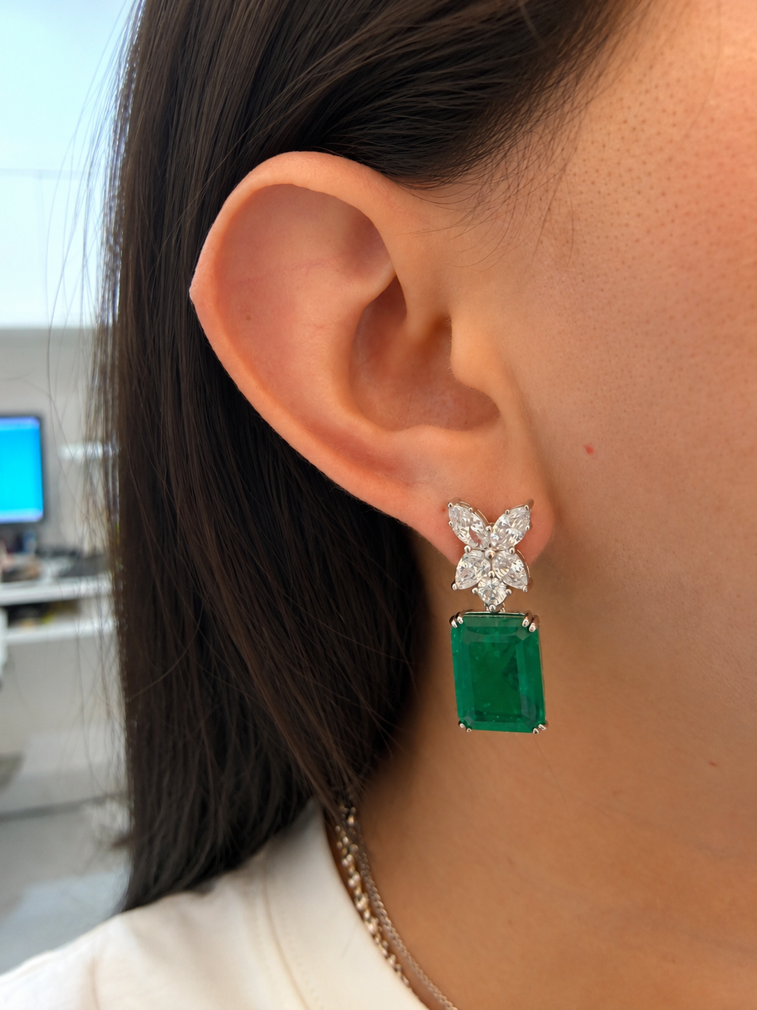 Arete Flor Cuadro Verde