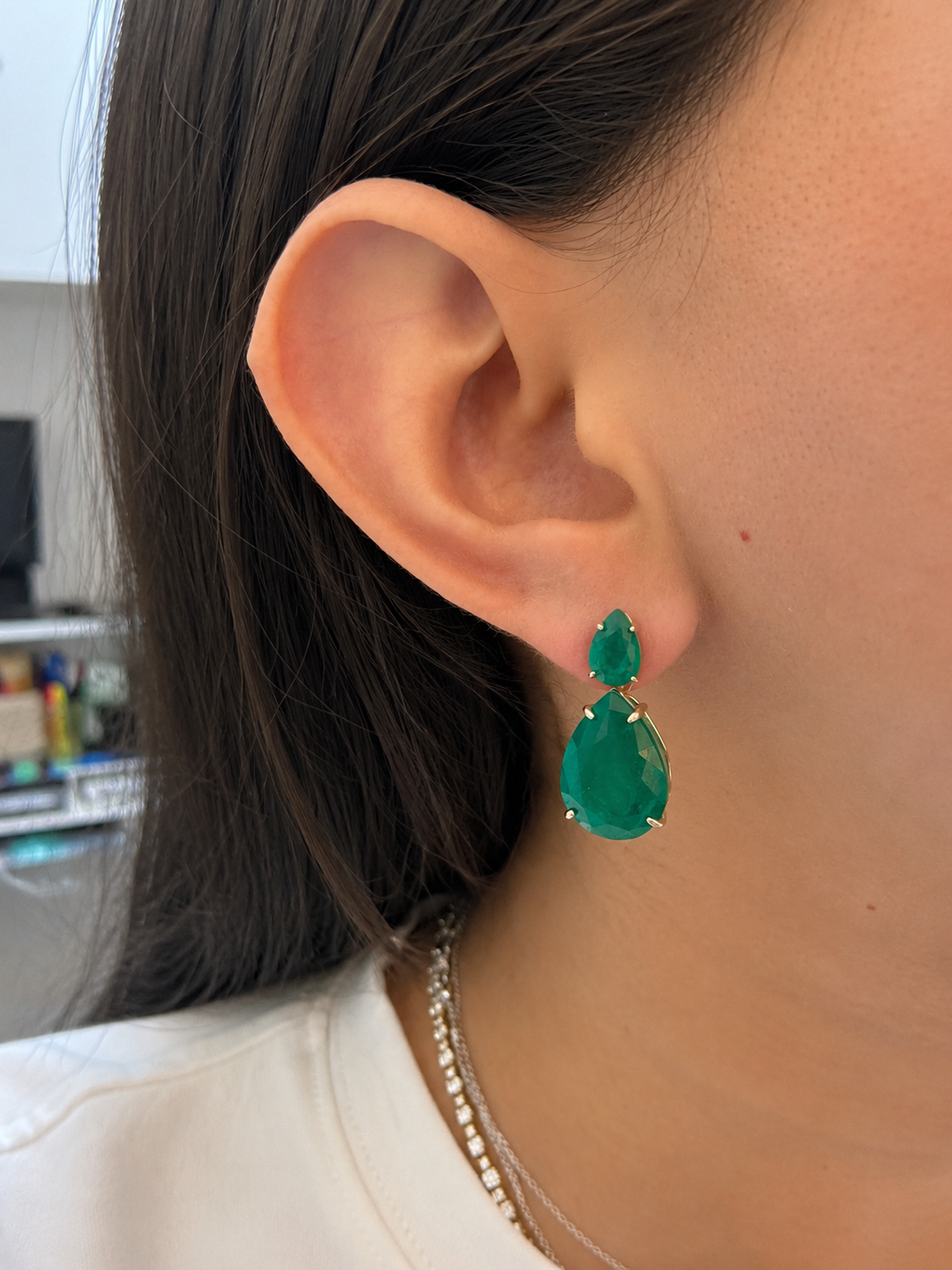 Arete Doble Gota Verde